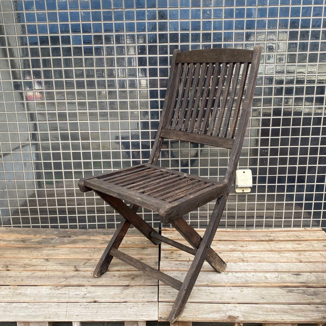 A ヴィンテージ フォールディング ガーデンチェア 折りたたみ 家具 椅子