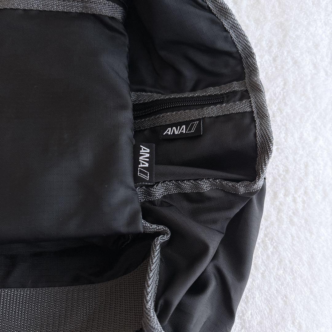 ANA ボストンバッグ折りたたみ黒 旅行サブ アナ収納袋付全日空グッズレア限定品