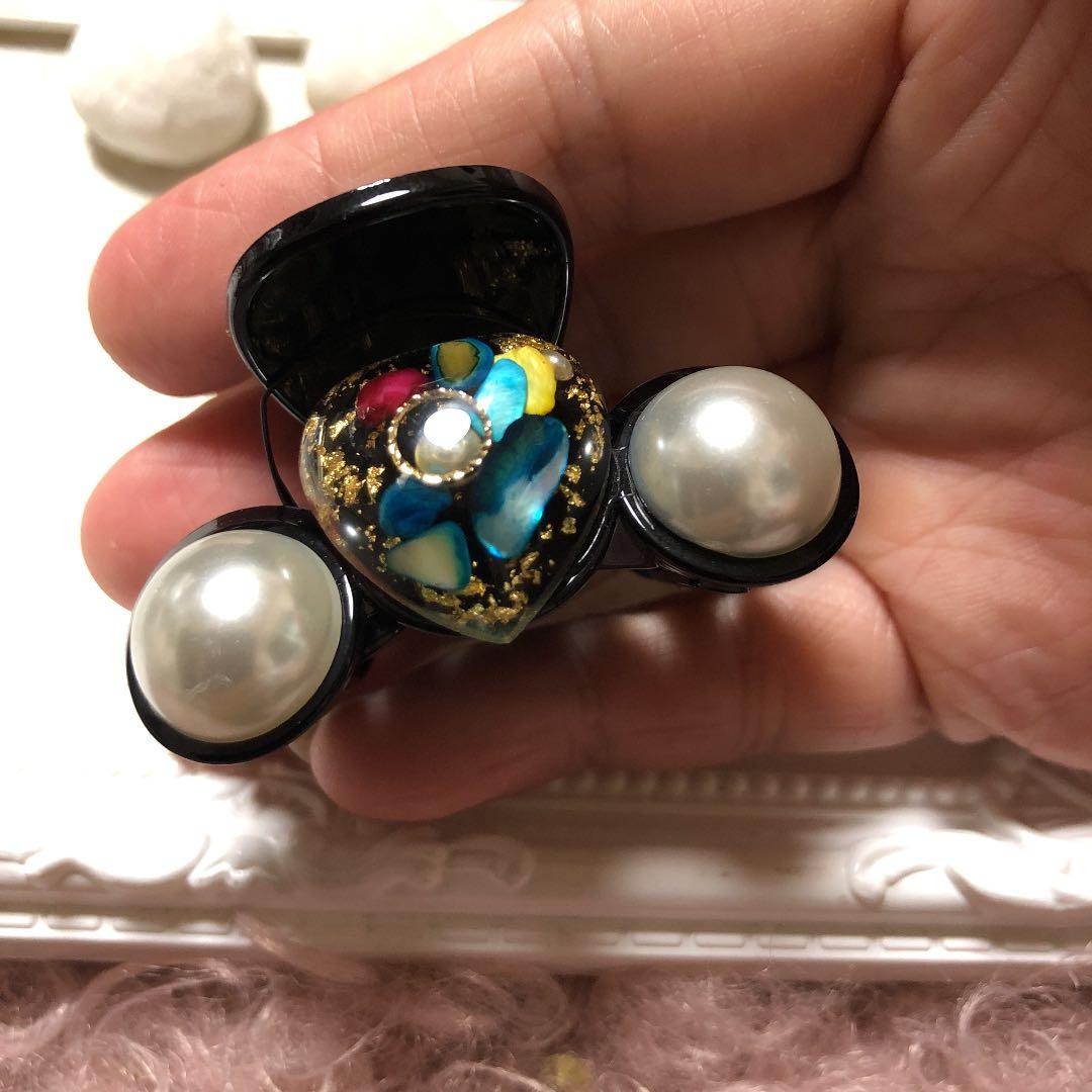 +❥❥厳選クリップコーナー115キラキラパール付ハートのバンズクリップ4.5cm