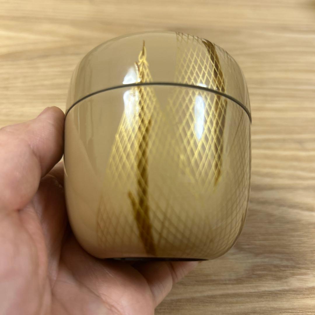 茶道具 茶器 白塗 干網蒔絵 中棗 泉帆　漆器 抹茶 棗 共箱
