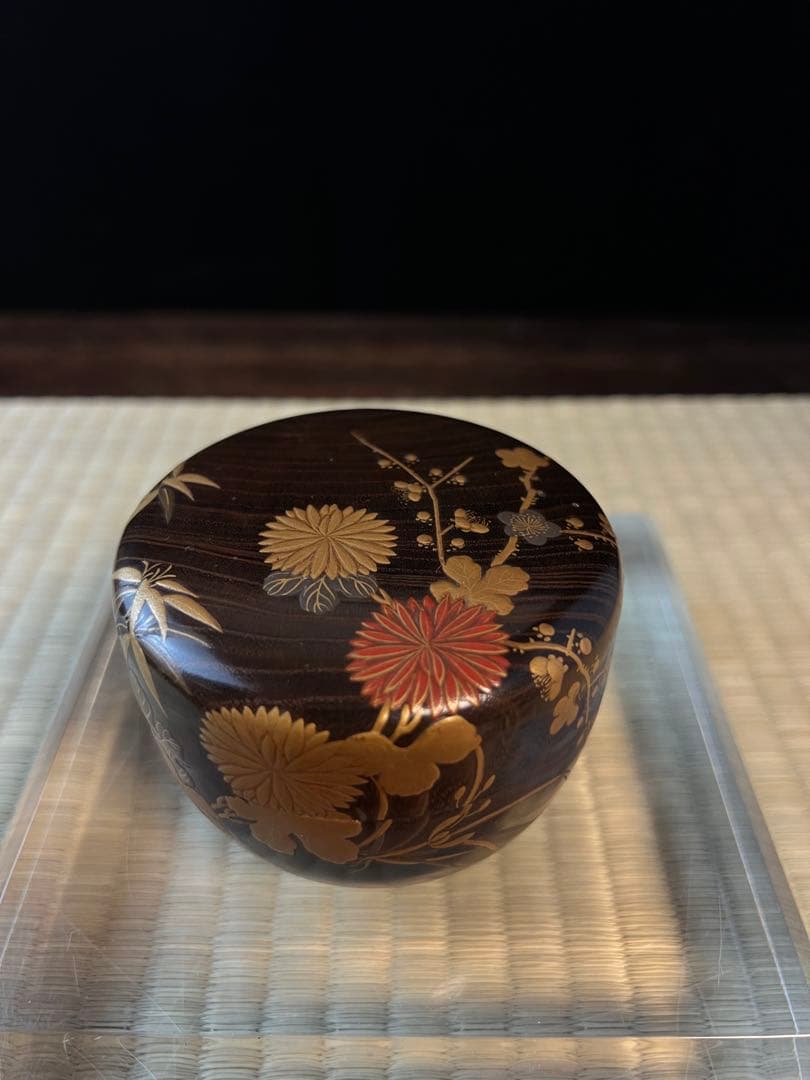 金箔装飾 木製 茶道具 棗　骨董　金蒔絵　共箱 香合 茶碗　香道具　工芸品
