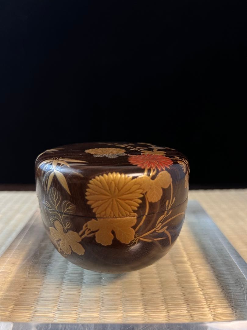 金箔装飾 木製 茶道具 棗　骨董　金蒔絵　共箱 香合 茶碗　香道具　工芸品