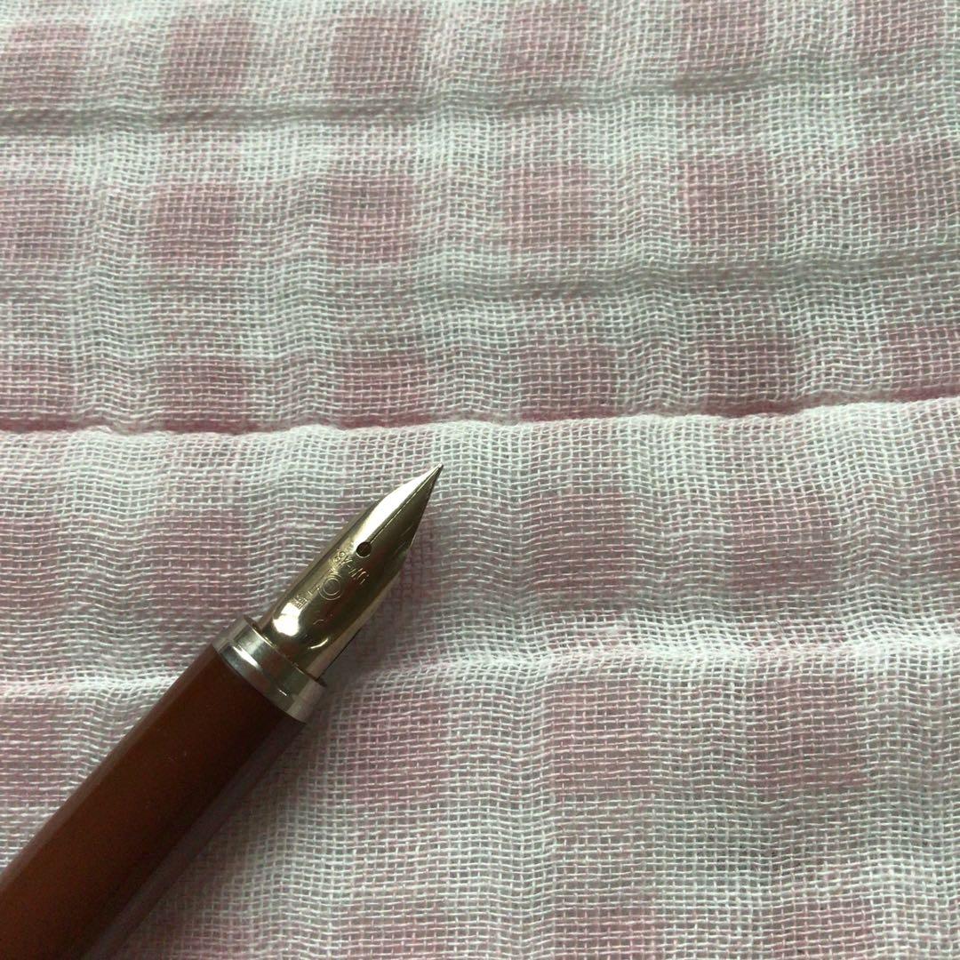 プラチナ 18K 18金 万年筆 リビエール ストライプ 茶 細字 廃盤