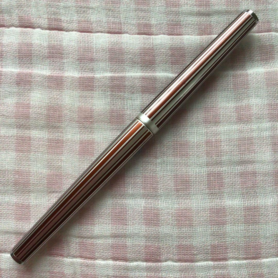 プラチナ 18K 18金 万年筆 リビエール ストライプ 茶 細字 廃盤