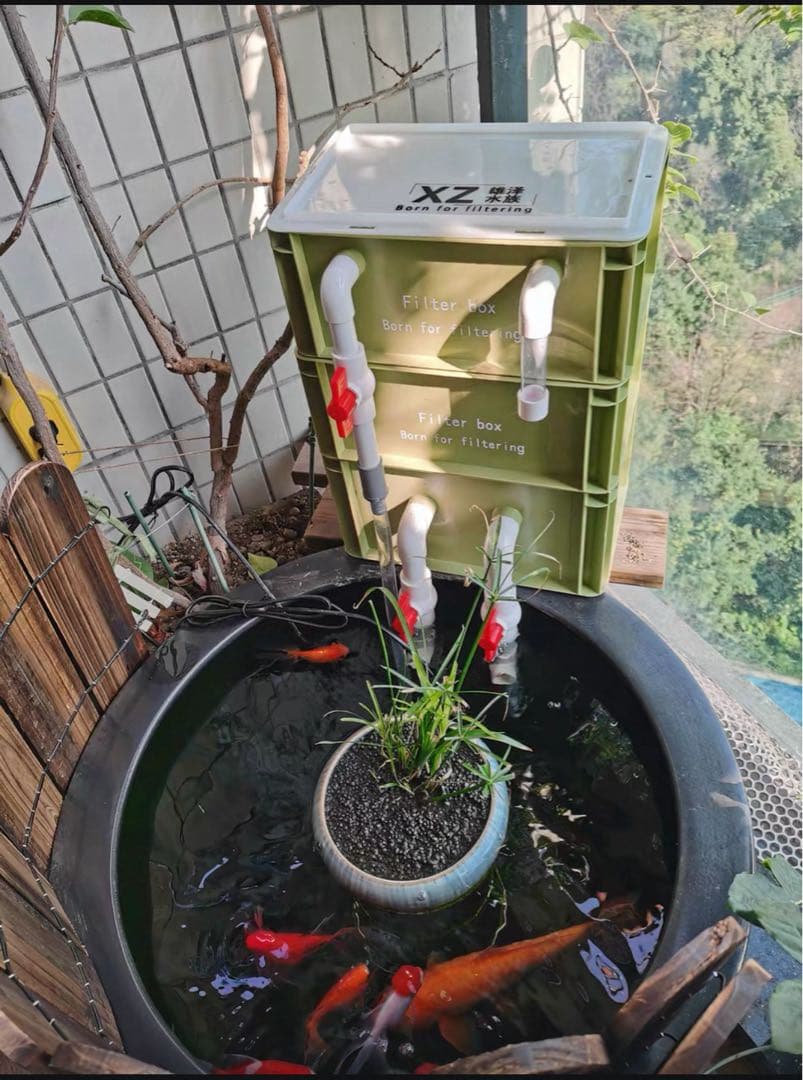 25W水中ポンプ付き水槽用万能ろ過フィルター 外部式飼育濾過装置器オーバーフロー