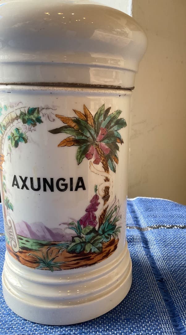 フランス19世紀後半のAXUNGIA 薬瓶 蓋付き