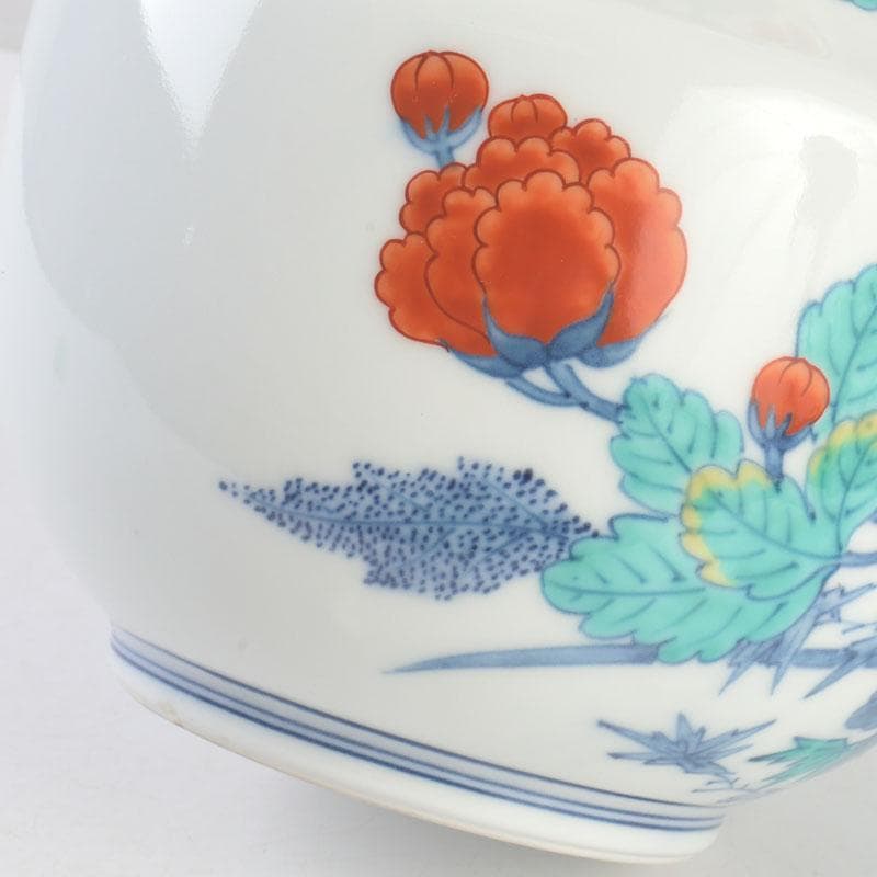 有田焼　今泉今右衛門　色鍋島花絵　花瓶　V　A8A