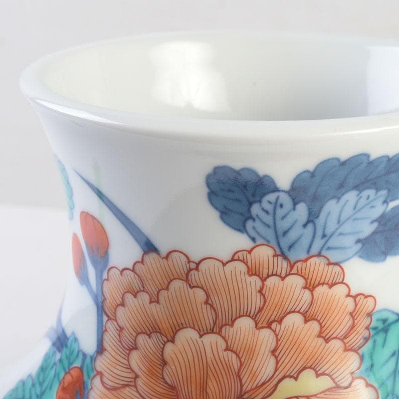 有田焼　今泉今右衛門　色鍋島花絵　花瓶　V　A8A