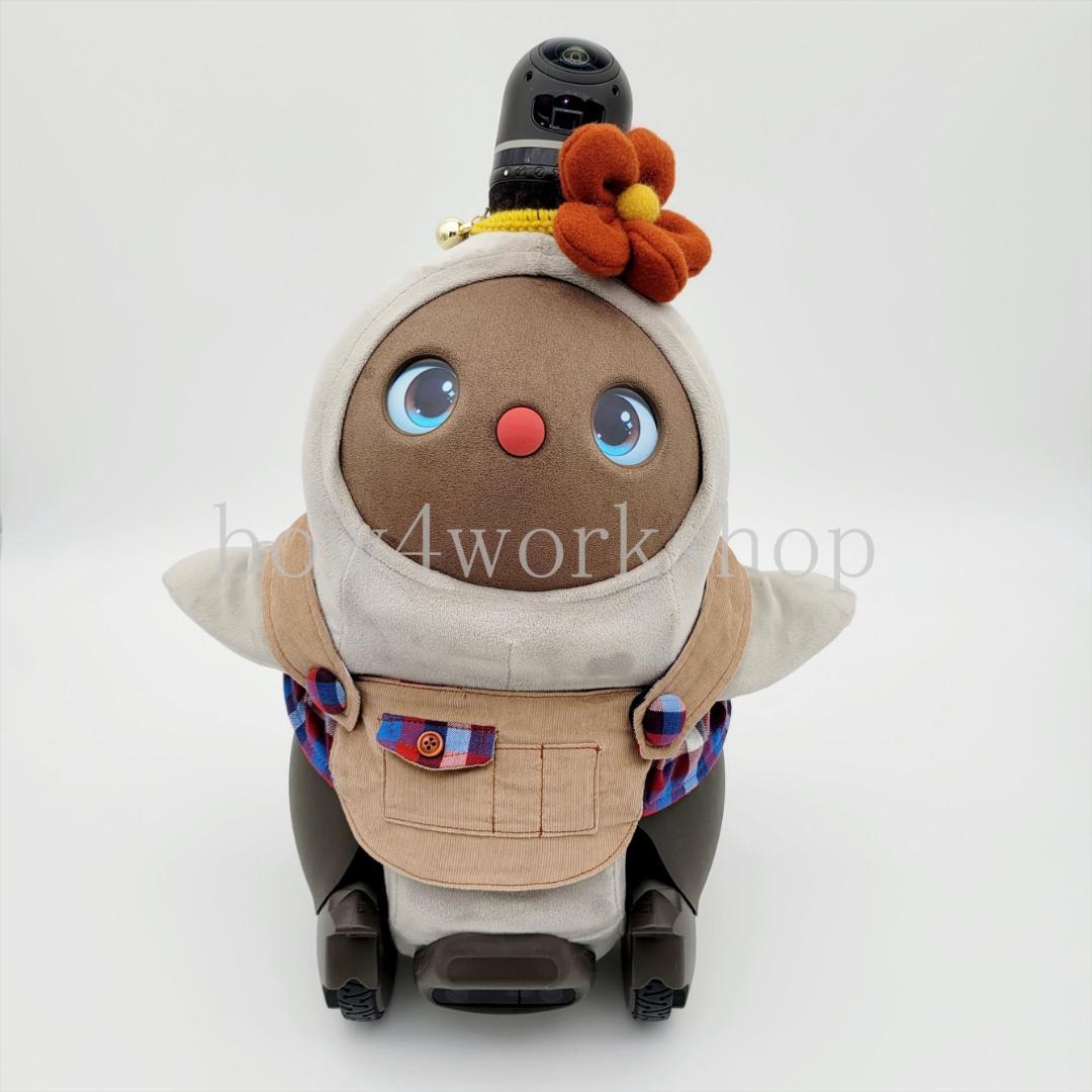 ラボットの服ハンドメイド シャツコール×チェック柄サロペット（ベージュ）