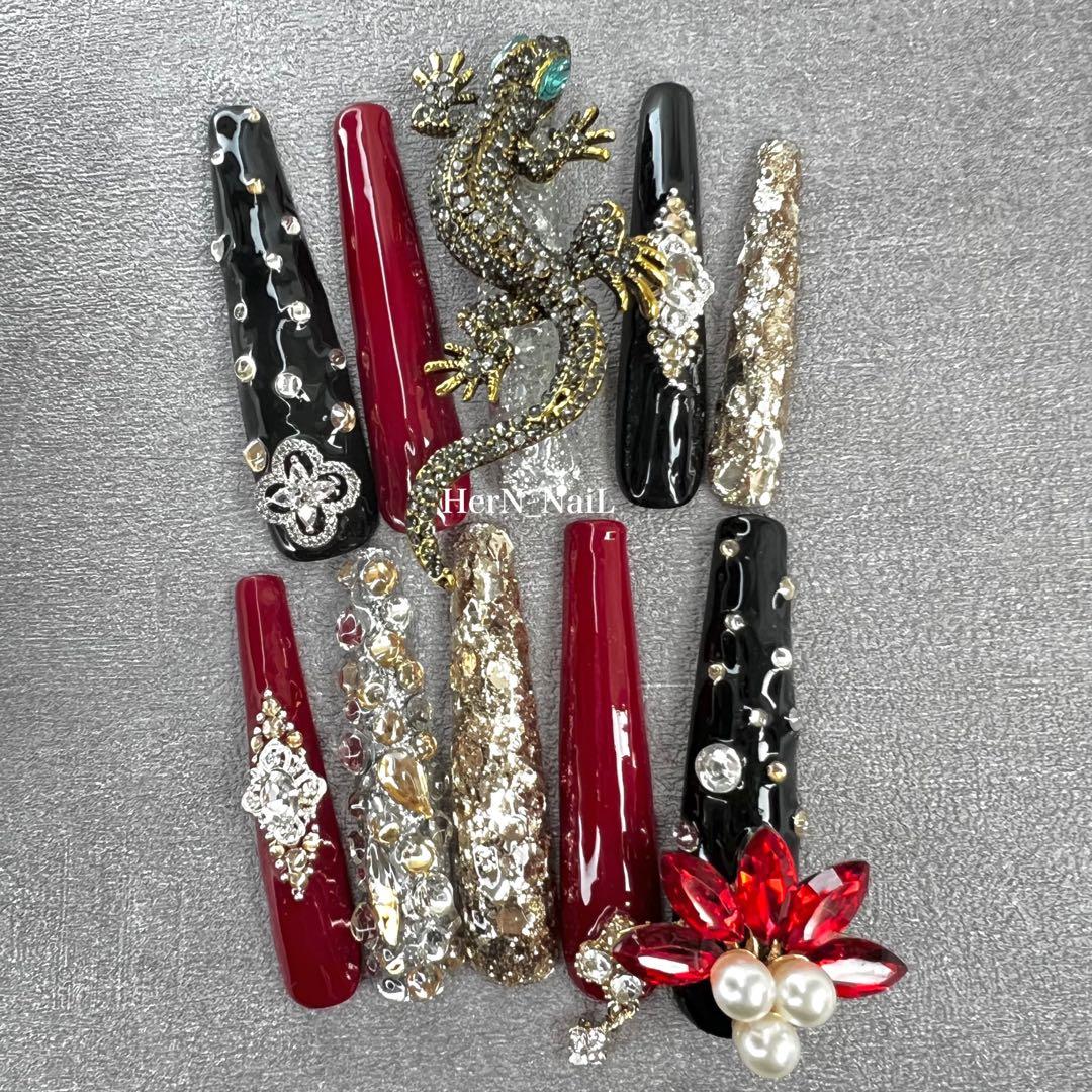 ベージュブラウンボカシリングネイルチップ