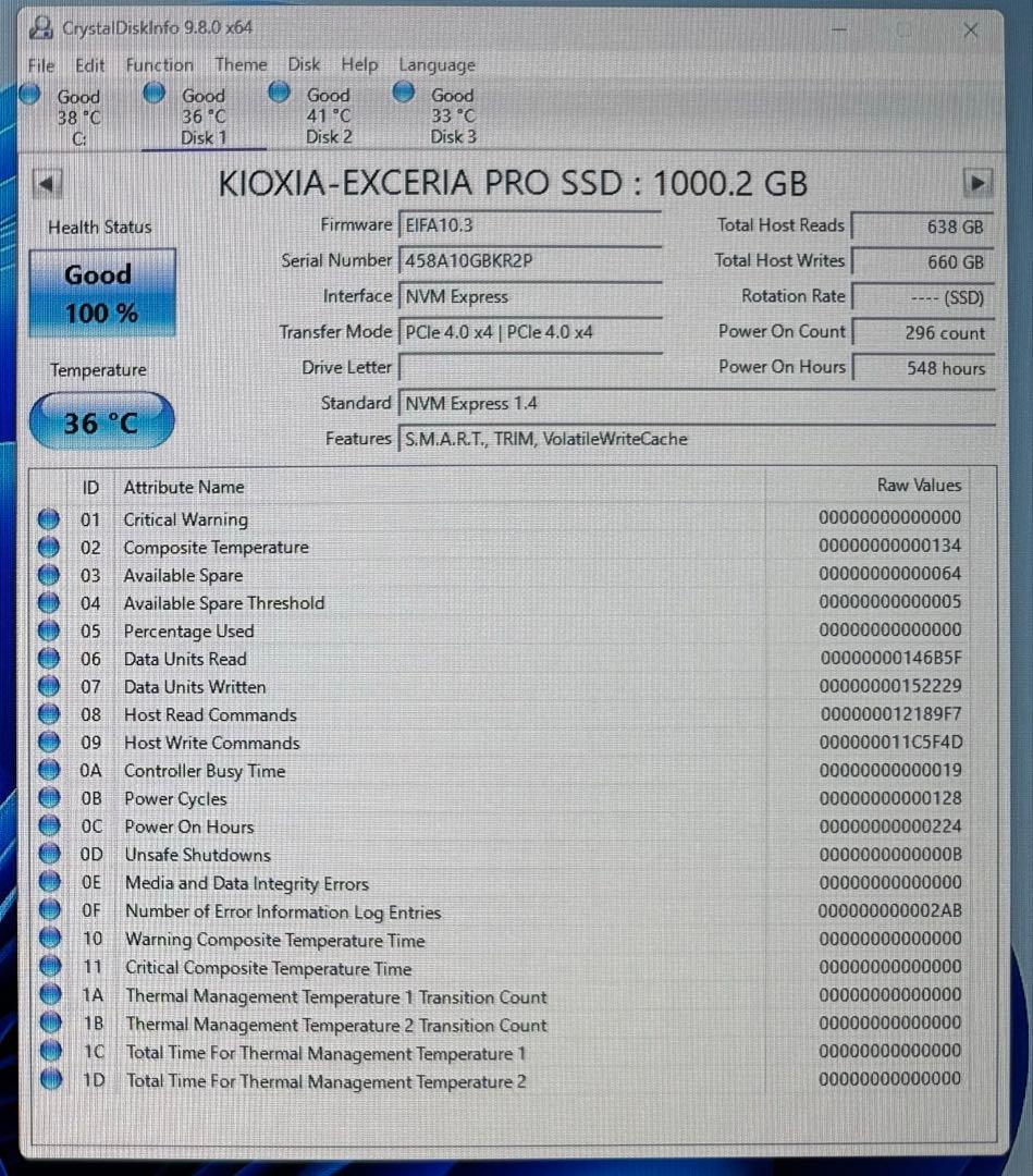 内蔵型SSD KIOXIA EXCERIA PRO 1TB NVMe SSD