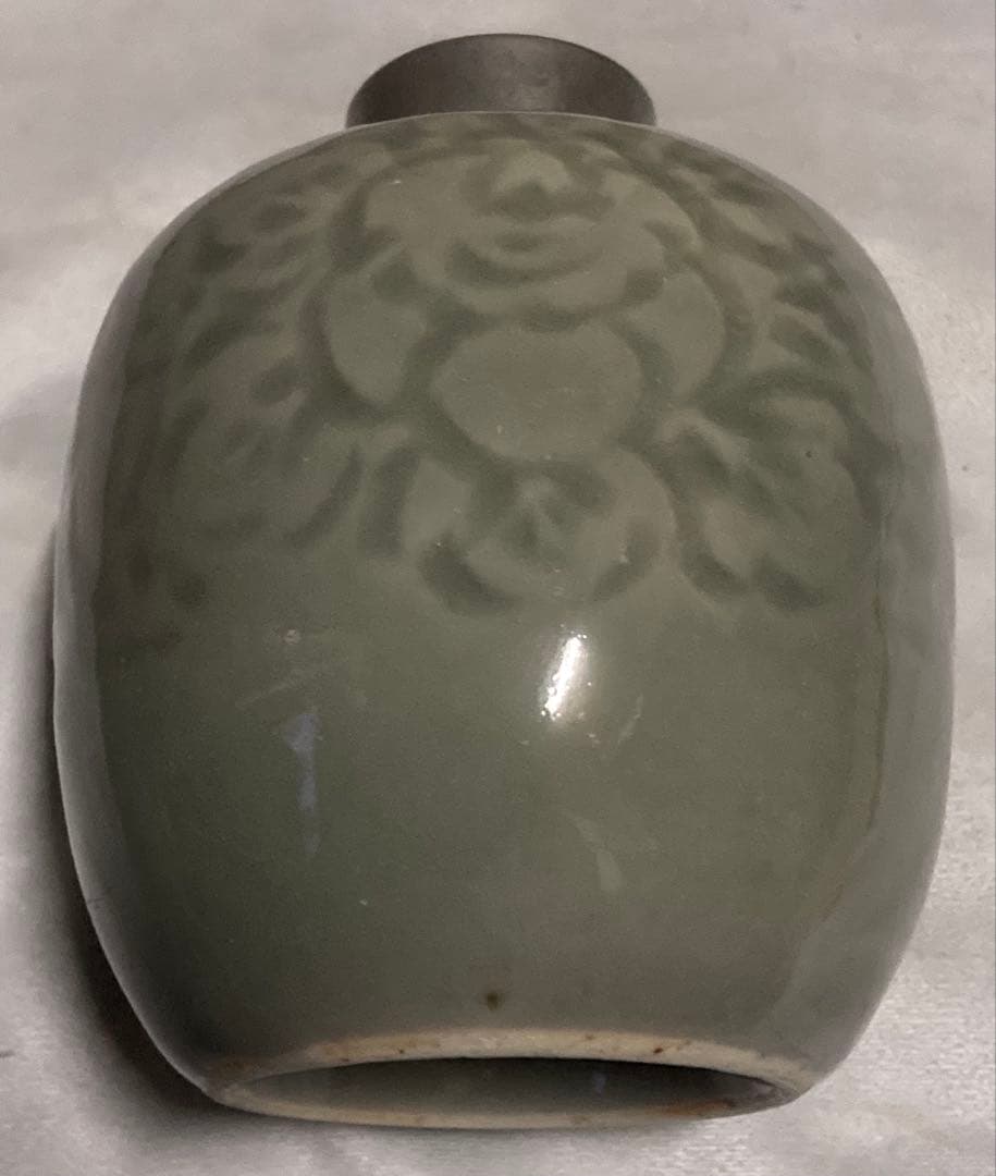 青磁 茶筒 茶葉入れ 錫蓋？ 茶入 詳細不明