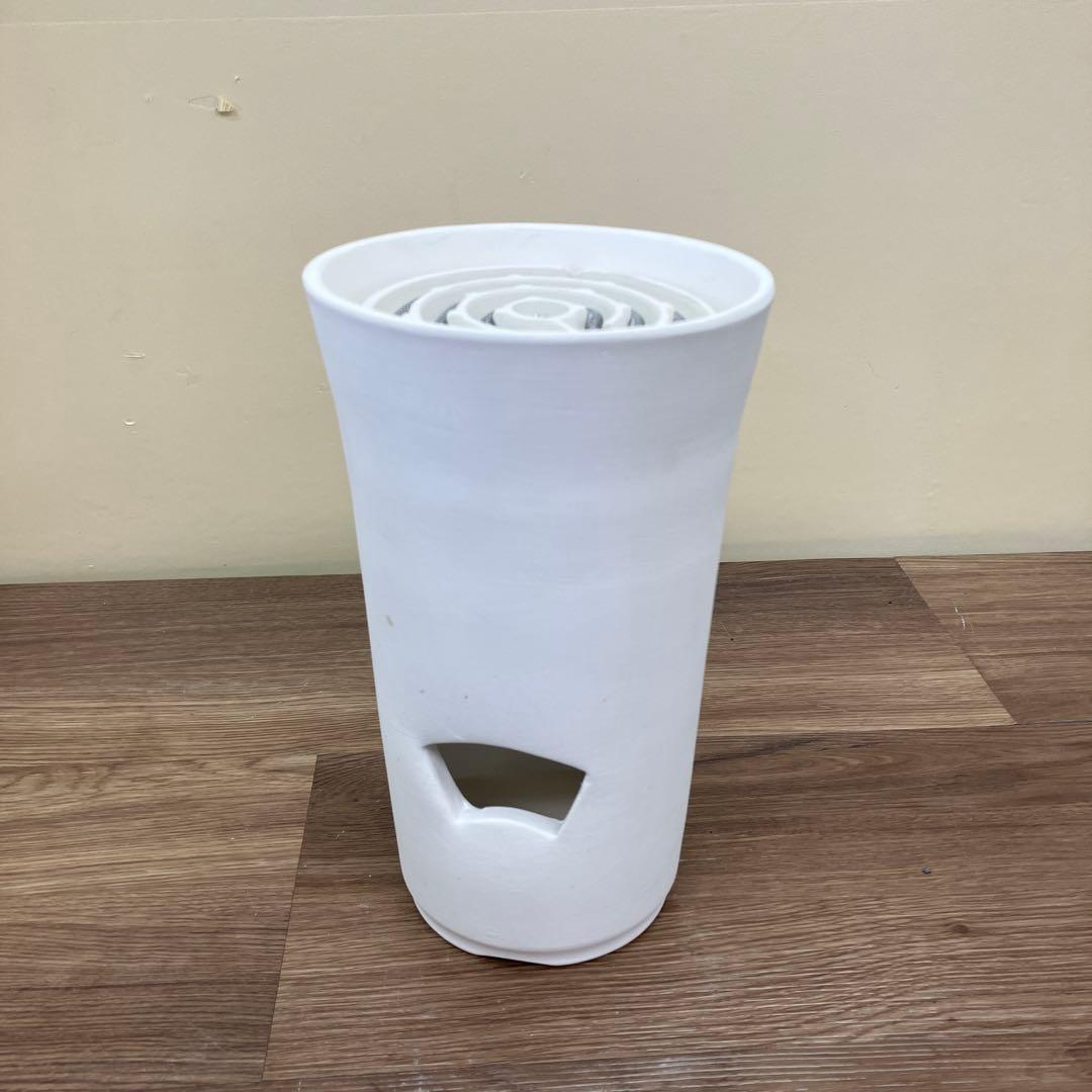 E-1 【茶道具】白涼呂 電熱器一体型 風炉 紅鉢型 野々田式 敷板・香入れ付き