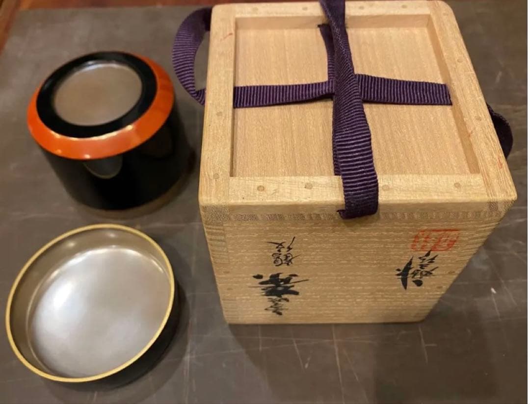 【極美品・内銀仕様】輪島塗 飛鶴金蒔絵 雪吹棗 鈴谷鐵五郎作 共箱 一后一兆師事