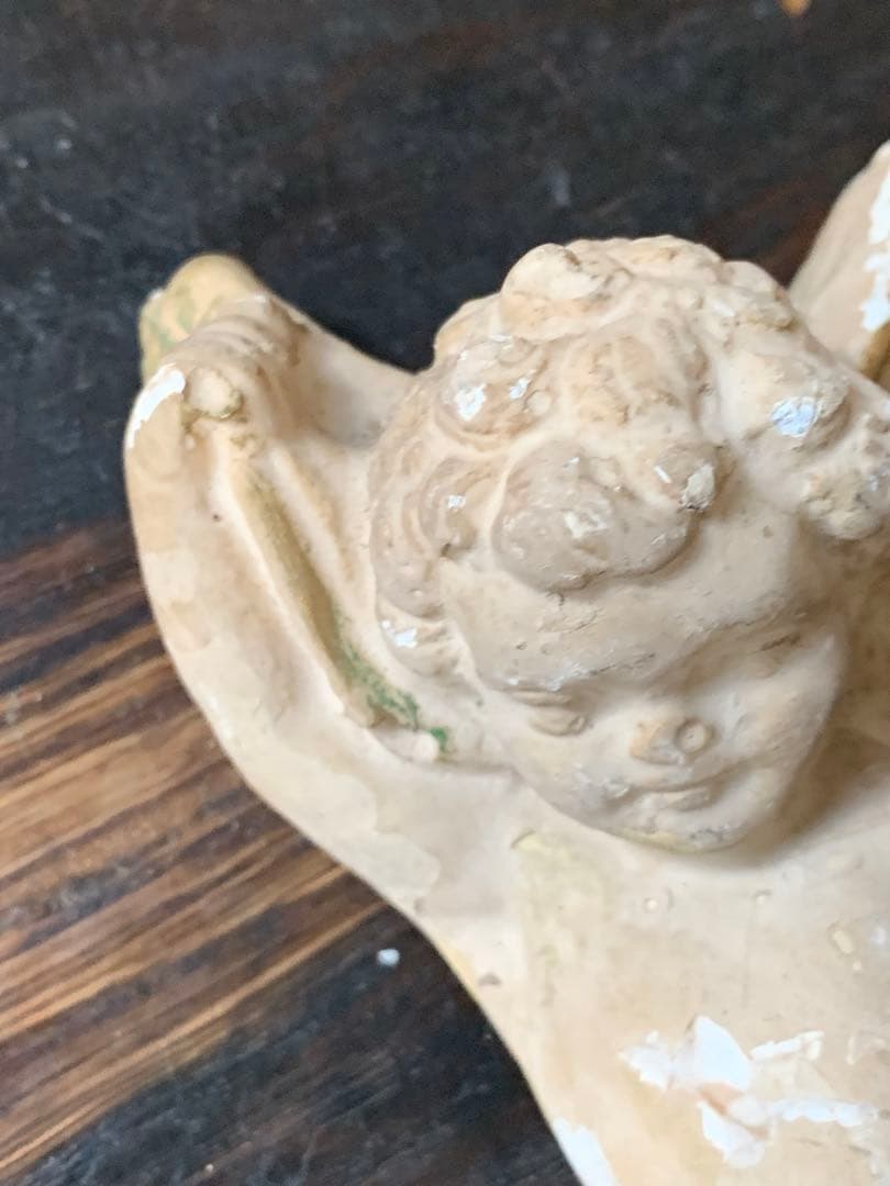 フランスアンティーク 二体の天使 エンジェル 石膏 クリスマス
