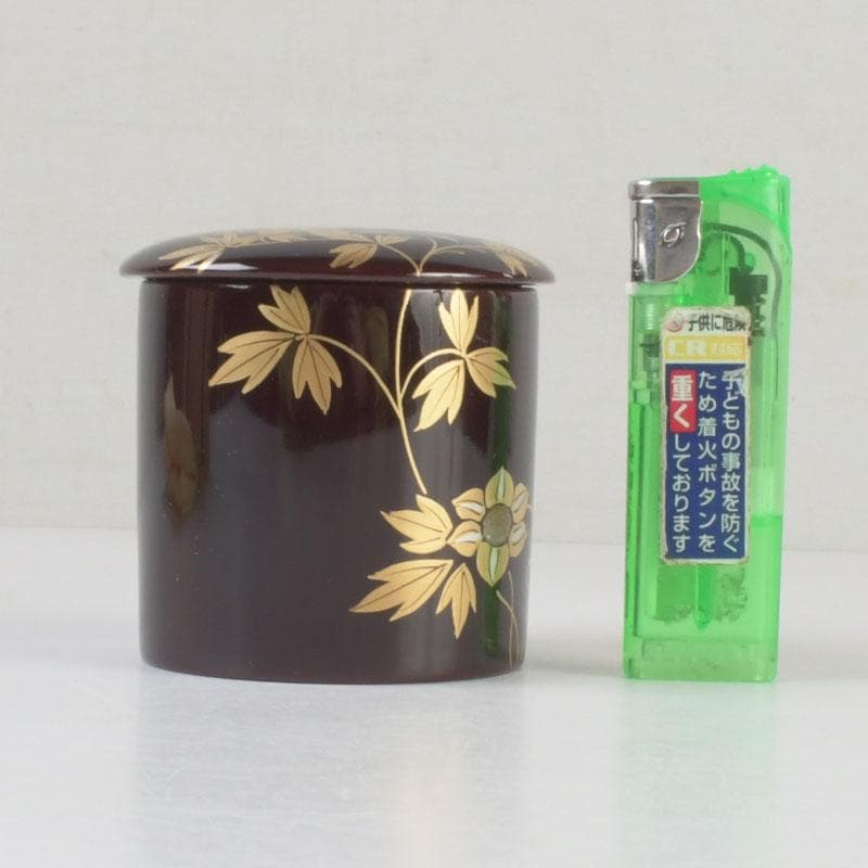 茶道具　蒔絵師　友斉作　花草蒔絵　金林寺　金輪寺棗　茶器　共箱　V　A69