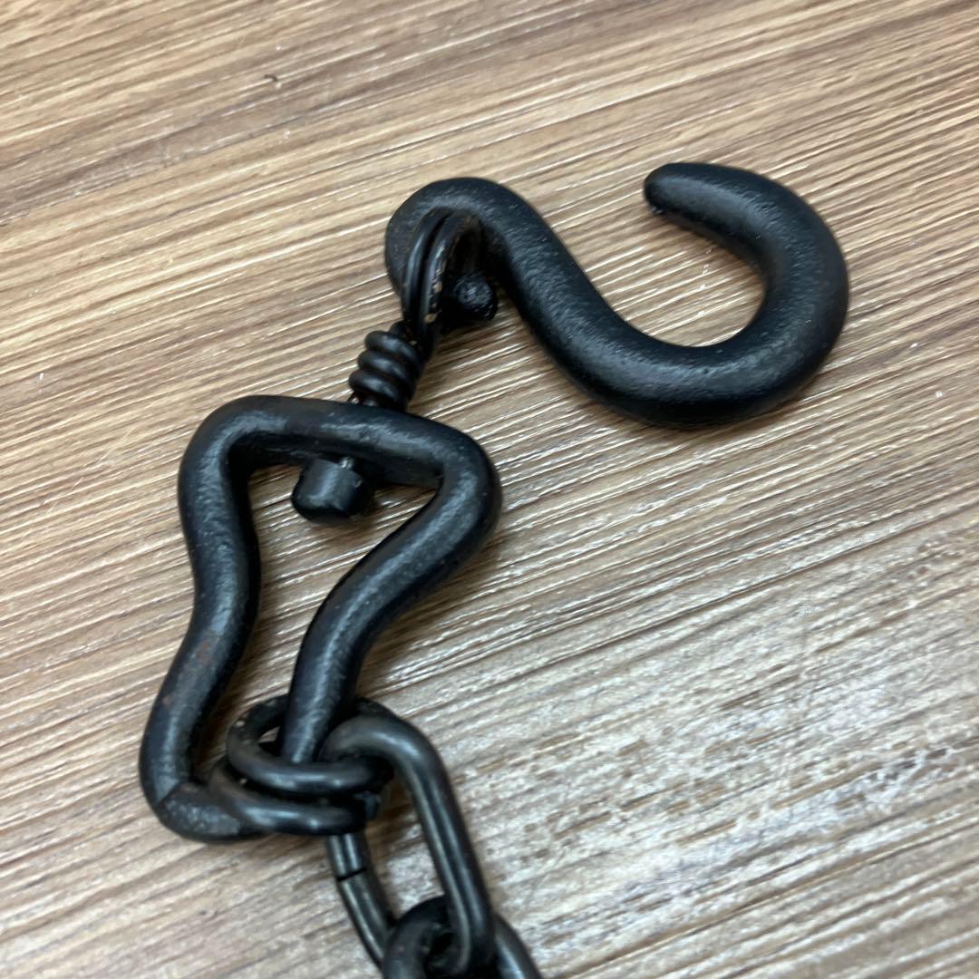 D-5 茶道具 釜鎖 一式 鎖 弦 大環 木箱入 吊り釜用 釜道具 和小物