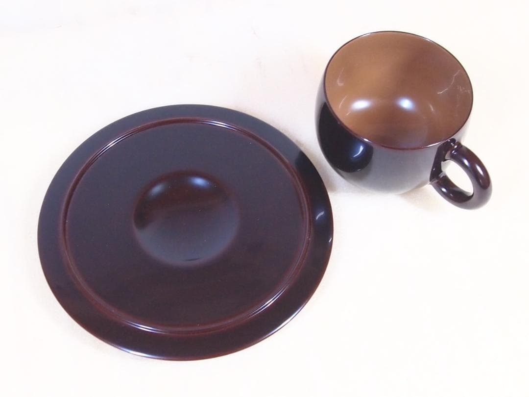 【美品】輪島塗 HANANURI 花ぬり 古代溜 コーヒーカップ＆ソーサー 茶器