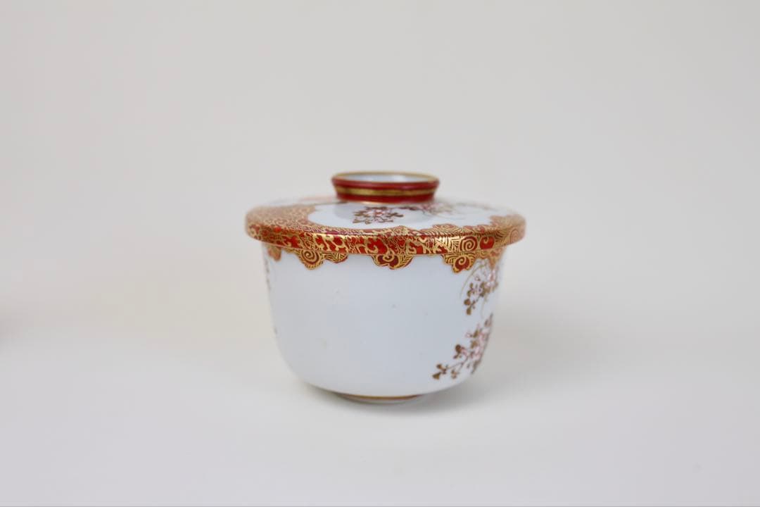 九谷焼 栄喜堂 赤絵 金彩 色絵 茶道具 九谷 和食器 茶碗４個　器　6-5