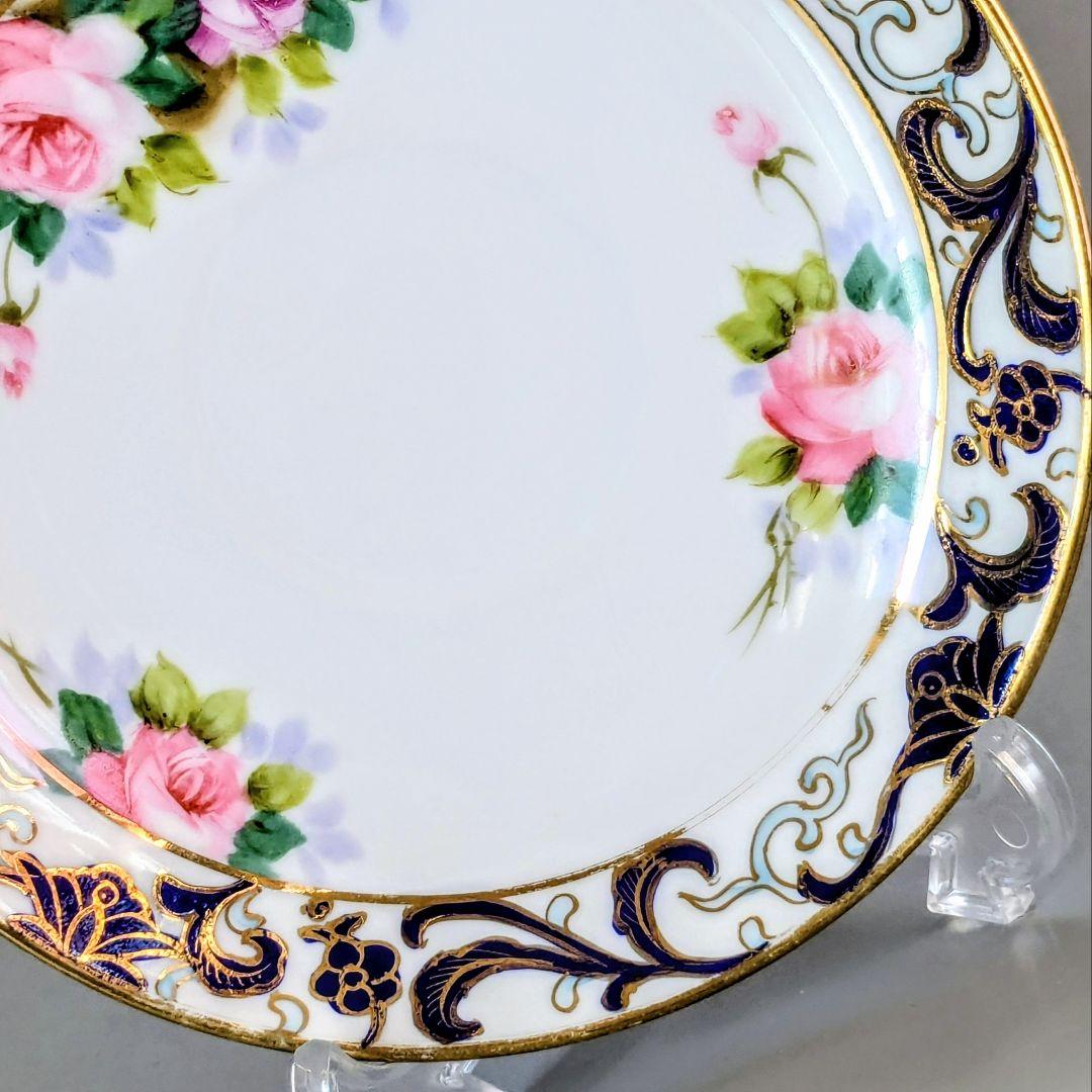 オールドノリタケ銘品!! 　金彩藍帯薔薇図紋　キャビネットカップ＆ソーサー
