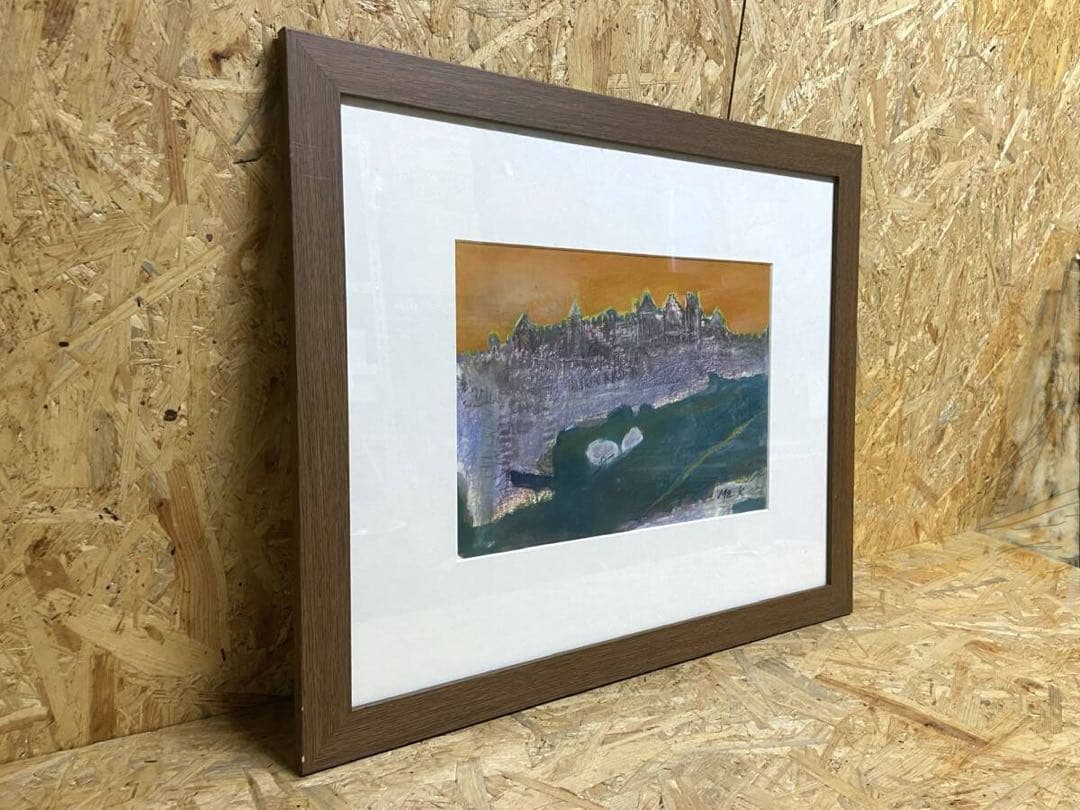 抽象風景画「城塞（カルカソンヌ）」額装 原画