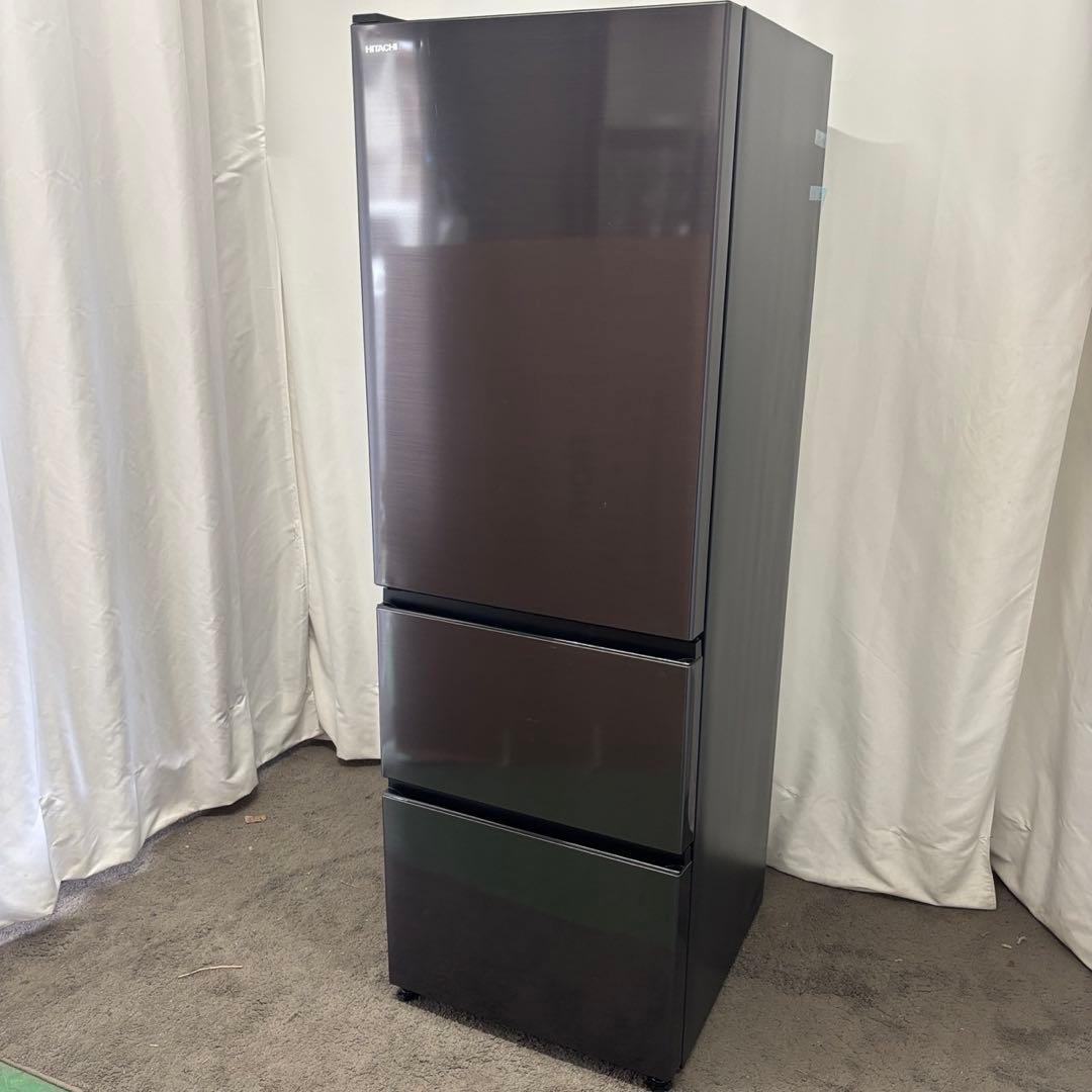 175⭕️冷蔵庫　日立　大型　300ℓ-400ℓ　黒　安い　左開き　中古　設置無料