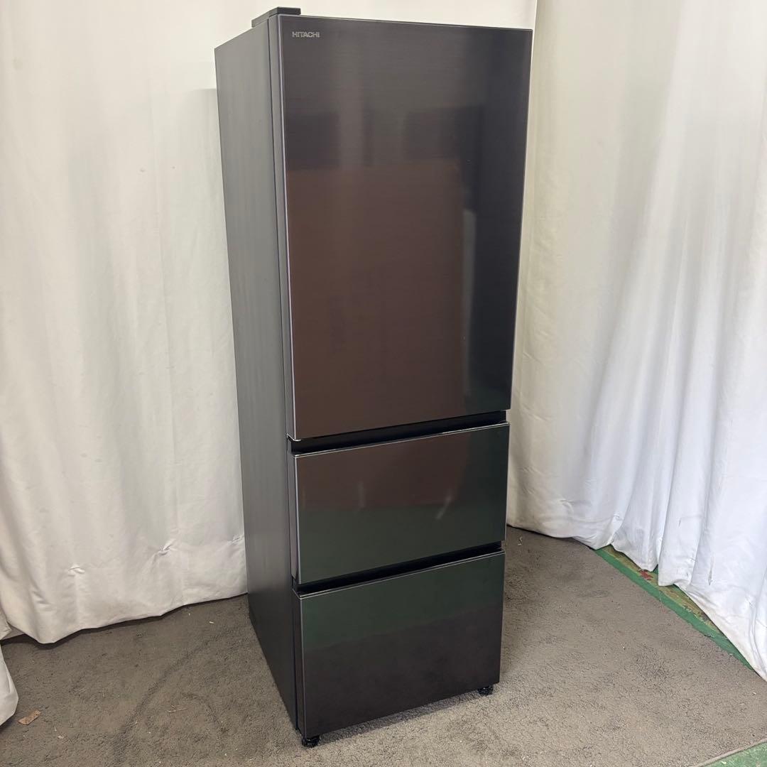 175⭕️冷蔵庫　日立　大型　300ℓ-400ℓ　黒　安い　左開き　中古　設置無料