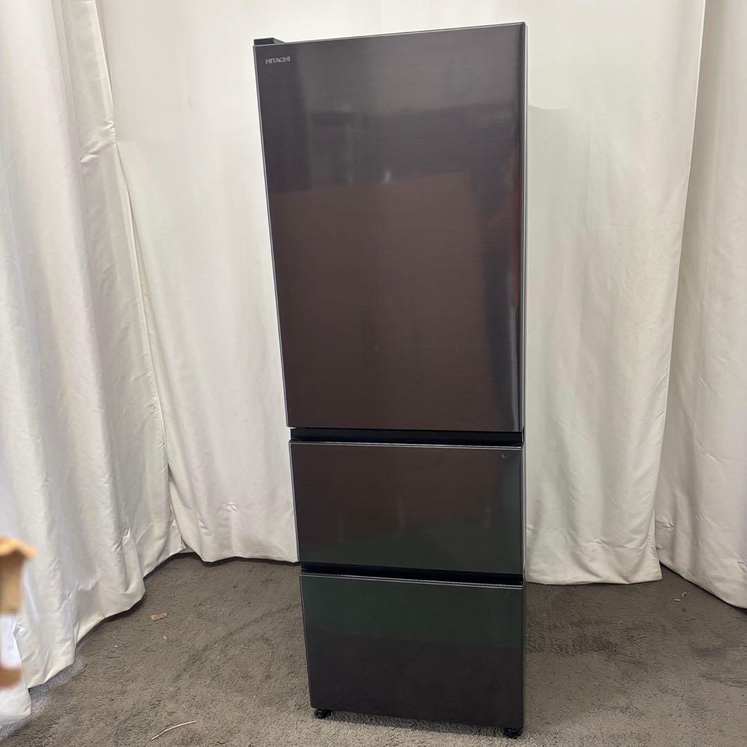 175⭕️冷蔵庫　日立　大型　300ℓ-400ℓ　黒　安い　左開き　中古　設置無料