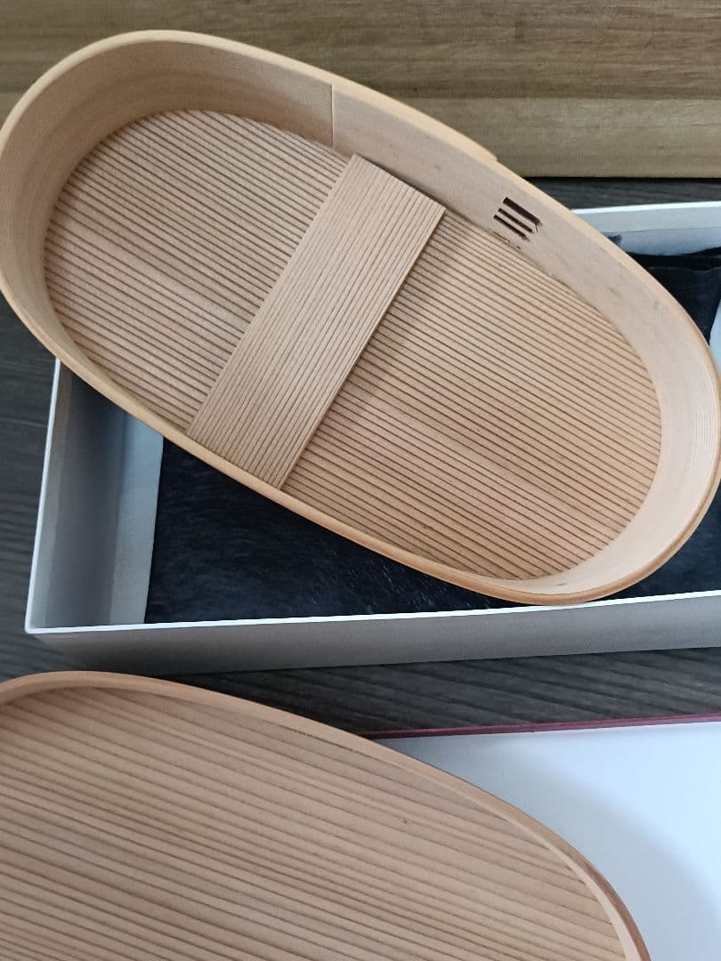 曲げわっぱ 弁当箱 楕円形 木製　栗久製　サイズ約19cm10cm6cm