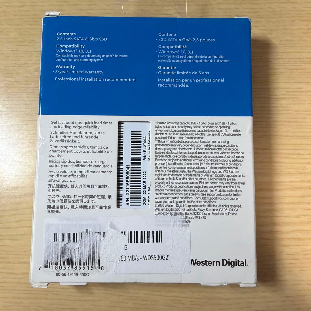 WD Blue 500GB SATA SSD 2.5インチ