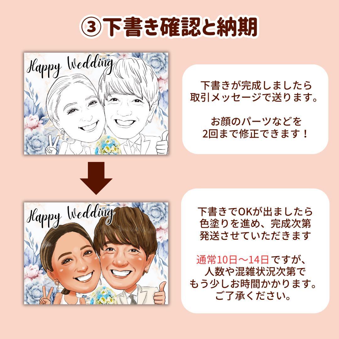 1名さま　A4サイズ【似顔絵オーダー】ホワイトフレーム
