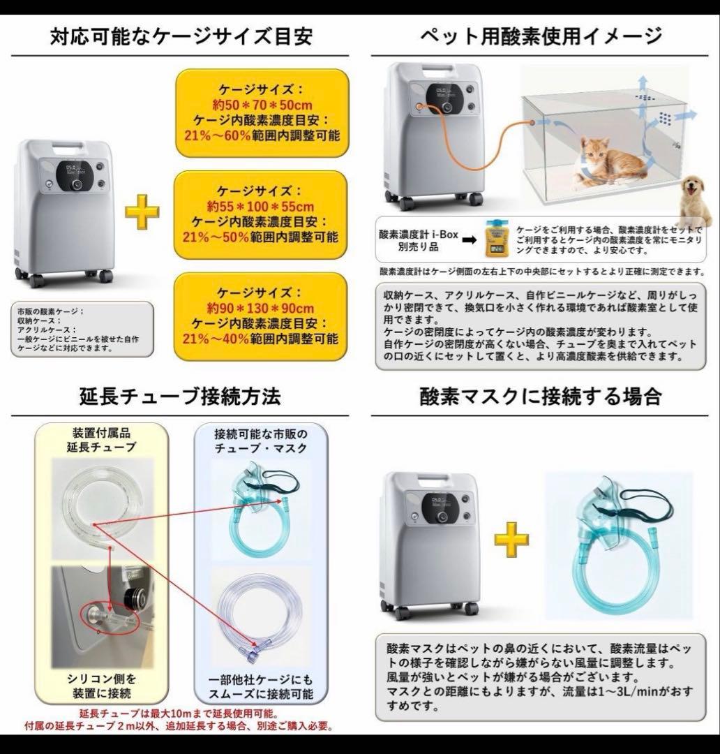 ペット用酸素2点セット［i-5（VH5-B） アウトレット+濃度計i-BoX］