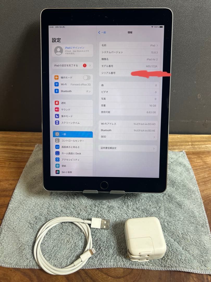 Apple iPad Air2/16GB/電池健康86.9%/HW215