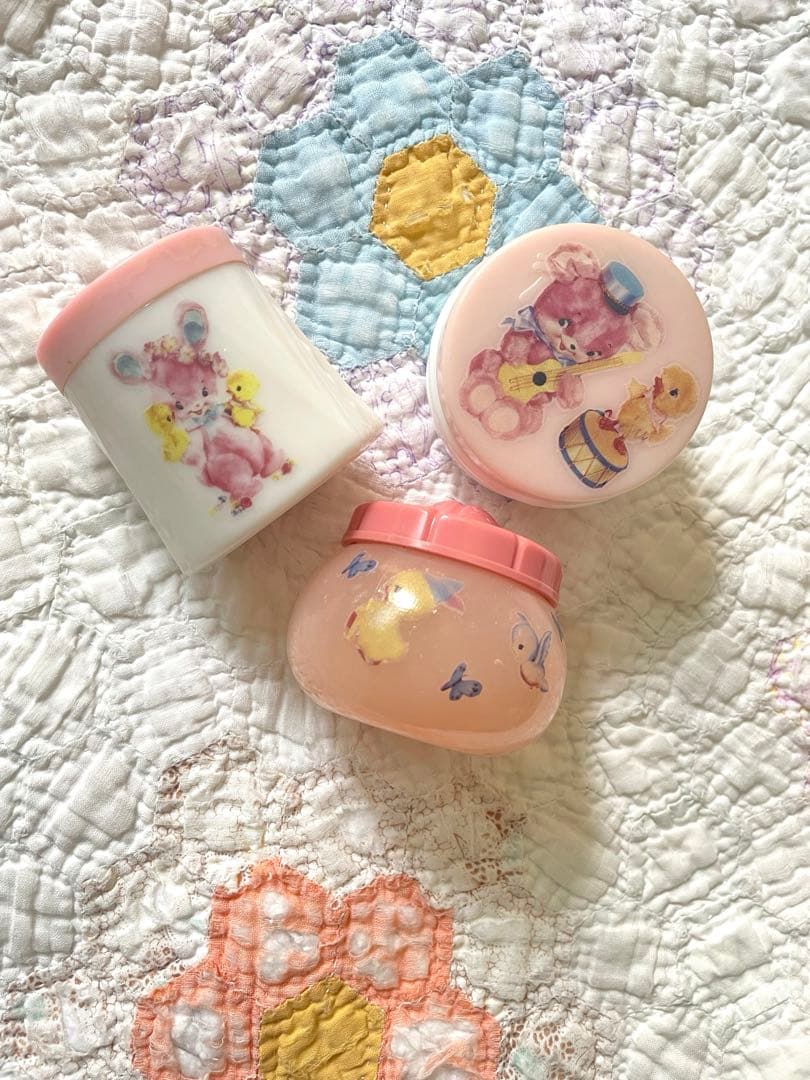 ヴィンテージクリーム瓶3個レトロアニマル·͜· ♡
