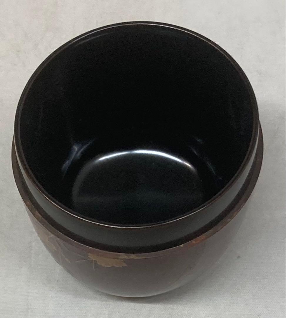 B531b「桜蒔絵 棗」佐路作　溜塗　共箱　平安　茶器　茶道具