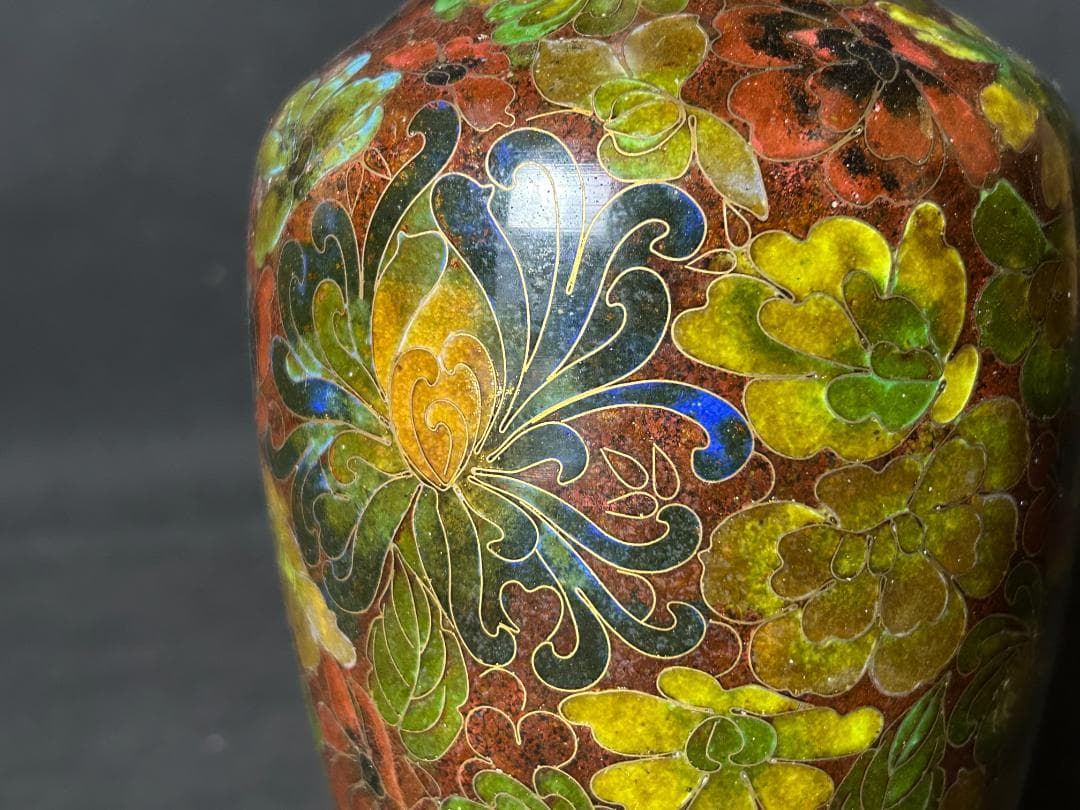 中国美術 有線七宝 花文 花瓶 花器 97