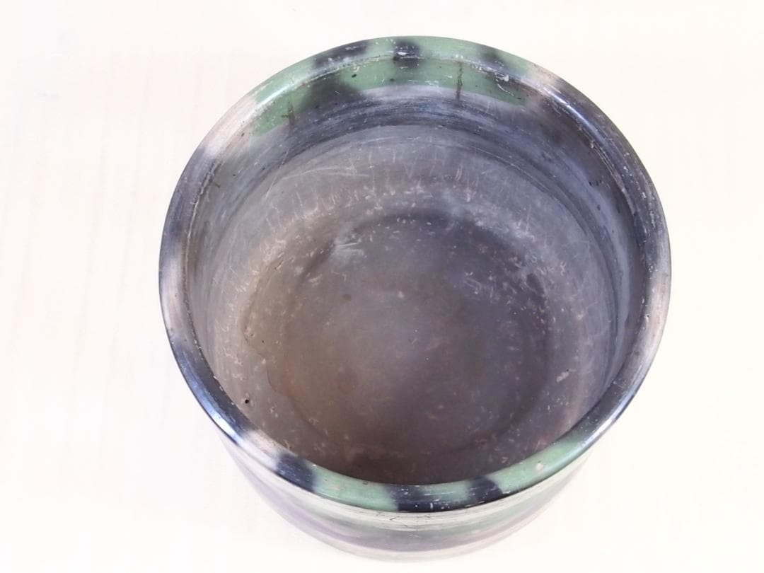 【骨董・良品】大平造 欅枠入り陶器火鉢 煙草盆/莨盆 昭和レトロ/アンティーク