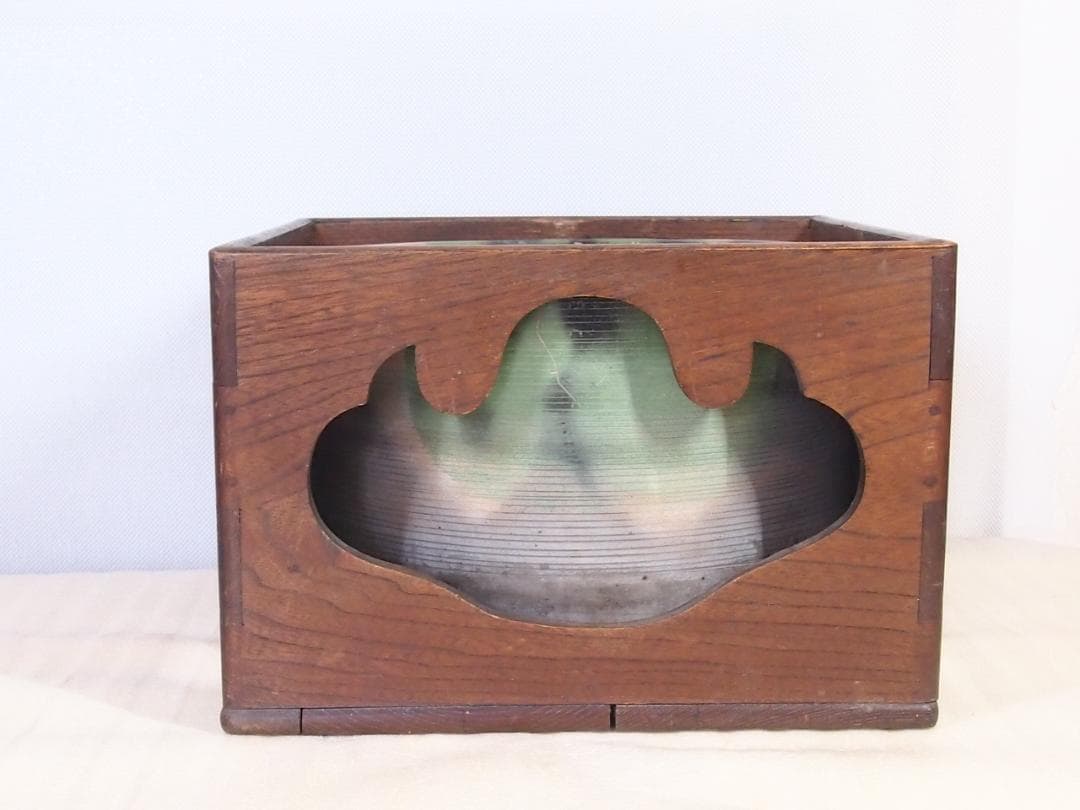 【骨董・良品】大平造 欅枠入り陶器火鉢 煙草盆/莨盆 昭和レトロ/アンティーク