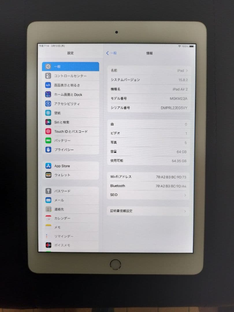 Apple iPad Air2 64GB Wi-Fiモデル シルバー