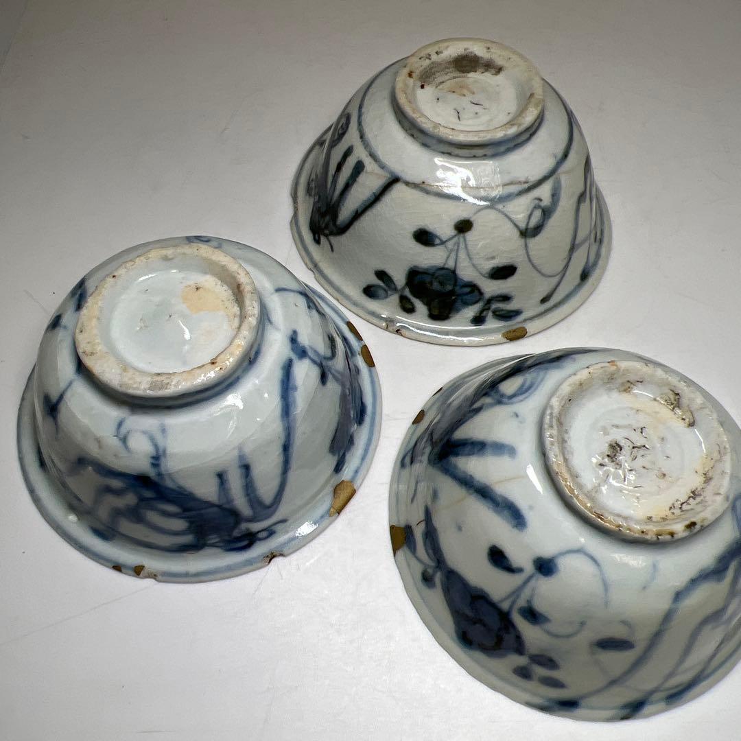 中国明時代　古染付鉢5客　幅約11㎝　東Y8-0306①
