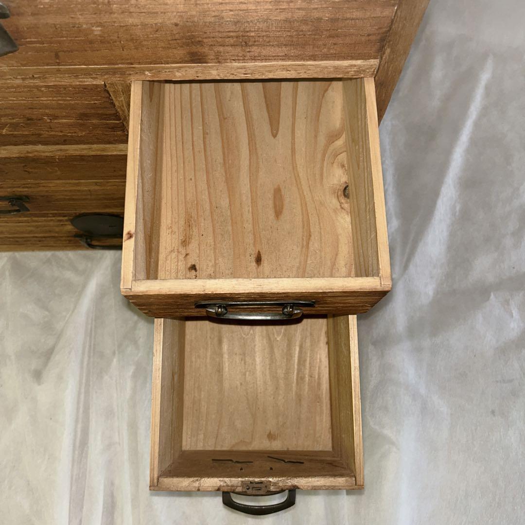 天然木 杉無垢 小箪笥 整理箱 ７杯 引き出し 時代家具 古民家 レトロ