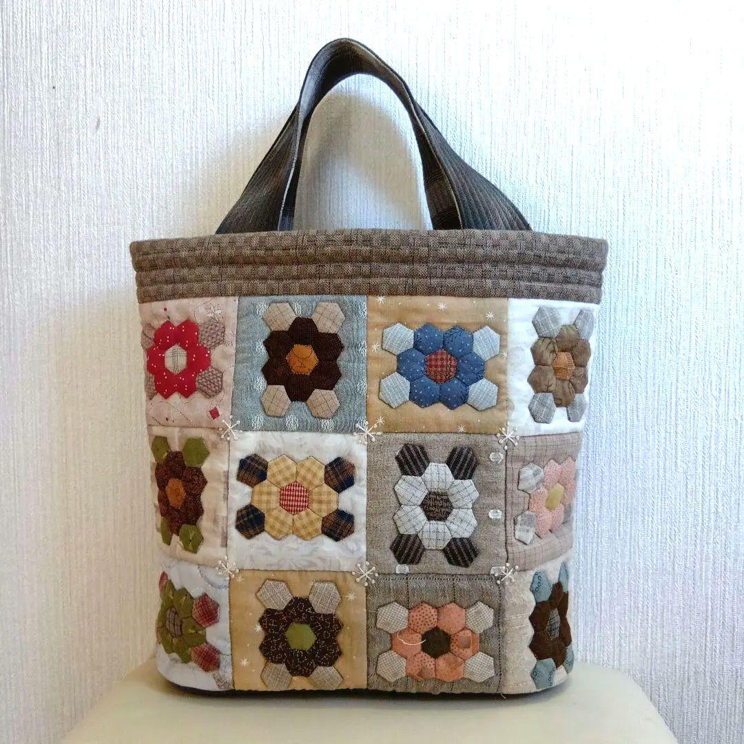 パッチワークキルトのトートバッグ(ハンドメイド)