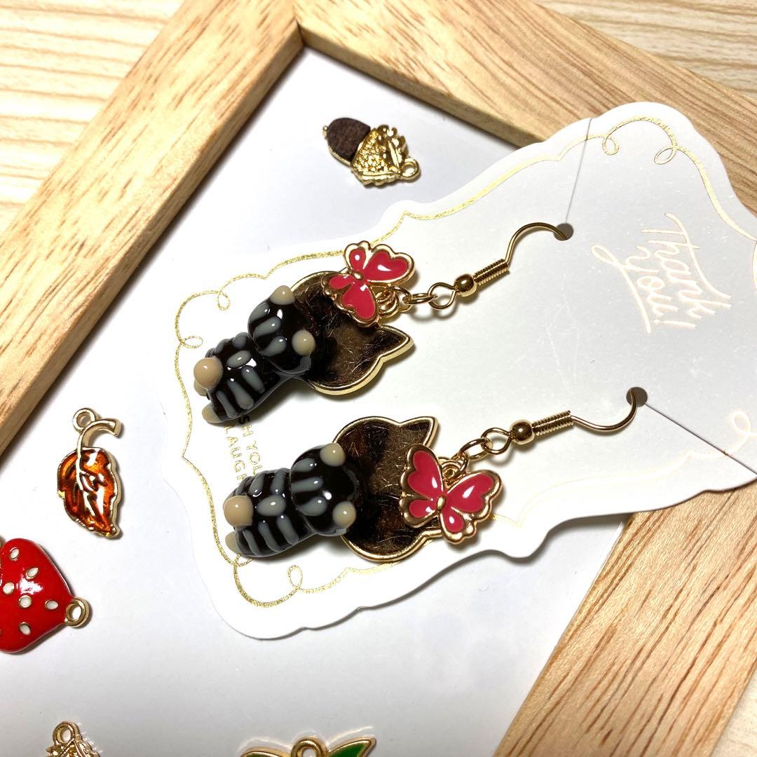 ☆蝶々＆こげ茶しま猫ちゃんピアス☆