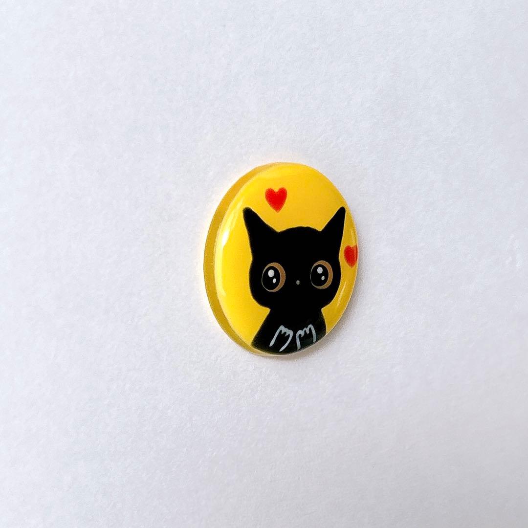 手描き　ドキドキ♬   黒猫　ヘアゴム　ブローチ　レジン　猫　うさぎ