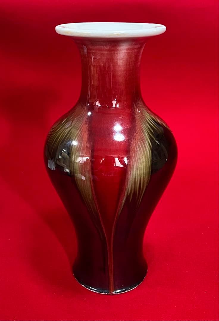 中国美術 三陽開泰 釉 音瓶 花瓶 花入 花器 景徳鎮製