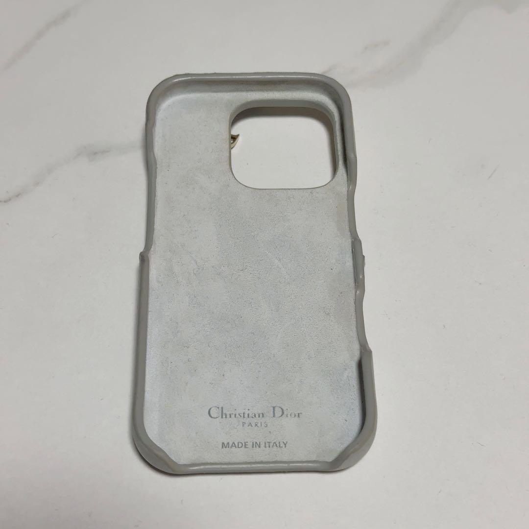 Christian Dior レザー iPhone16proケース ライトブルー