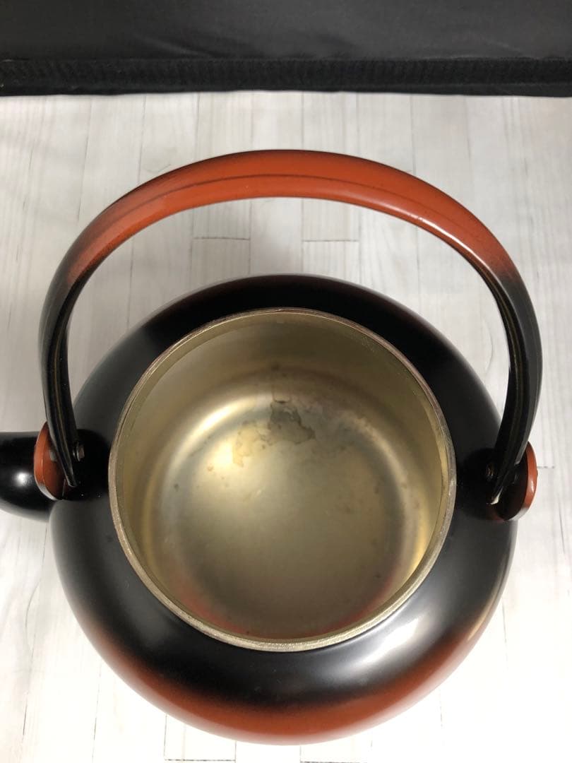 秀峰堂作 口蓋無腰黒やかん　水注　やかん　 銅製　茶道具　箱付き