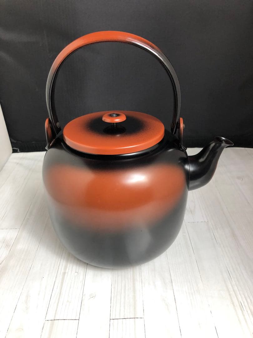 秀峰堂作 口蓋無腰黒やかん　水注　やかん　 銅製　茶道具　箱付き