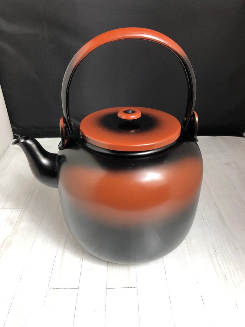 秀峰堂作 口蓋無腰黒やかん　水注　やかん　 銅製　茶道具　箱付き