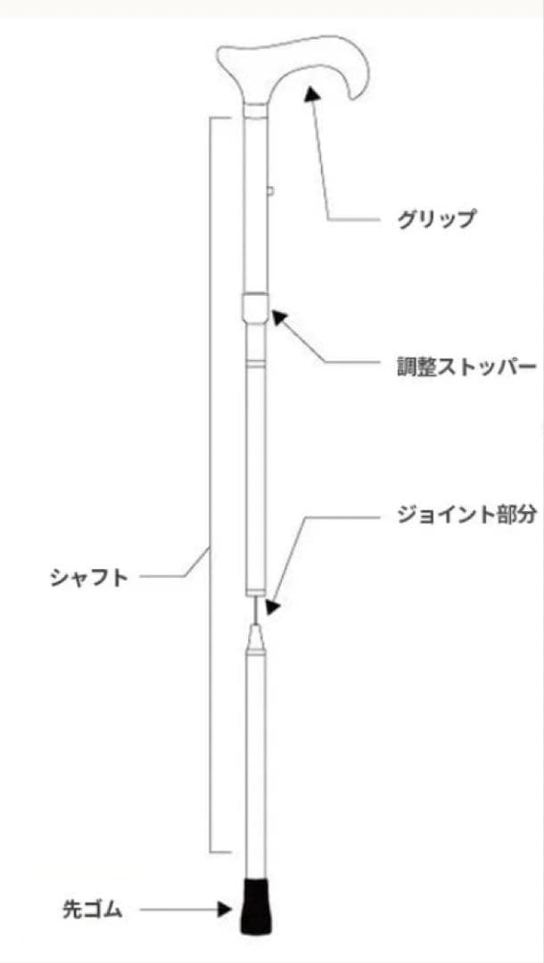 伸縮＆折りたたみ・無地とってもステッキ やわらかグリップ 杖　L カインドケア